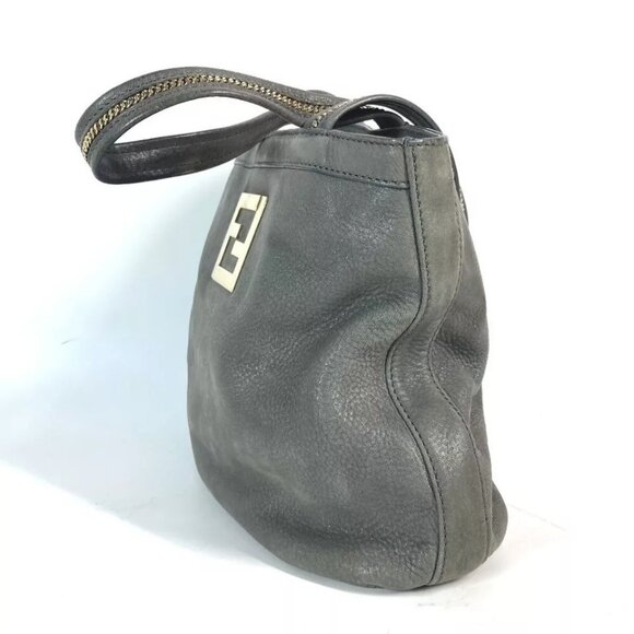 FENDI Bag Shoulder Bag Tote Bag Logo FF Chain Shoulder Bag Leather gray - Picture 3 of 16